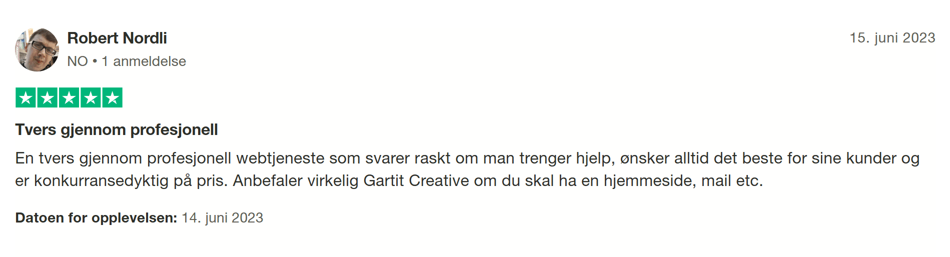 Trustpilot anmeldelse juni 23