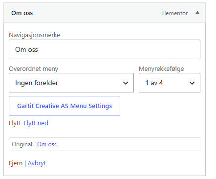 Endre tekst på menypunkt i WordPress.