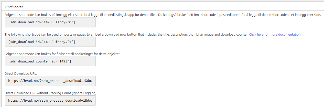 Kopiere shortcode i Simple Download Monitor.