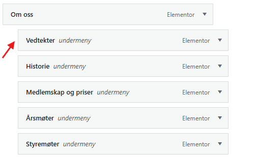 Lage undermeny i WordPress-meny.