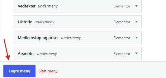 Lagre meny i WordPress.