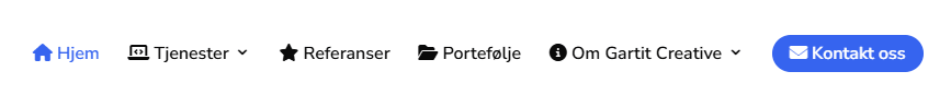 Hovedmeny på en WordPress-nettside.