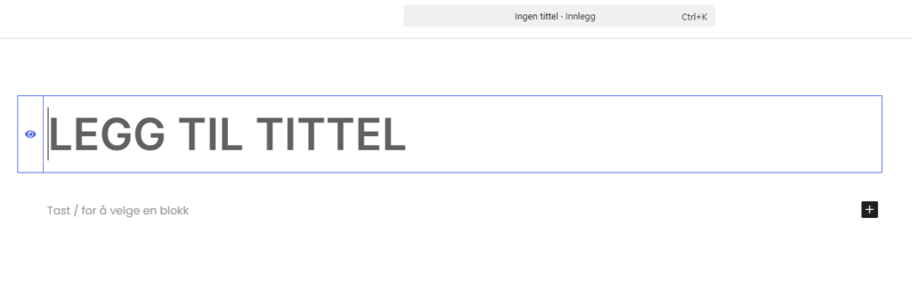 Skrive tittel på nytt WordPress-innlegg.